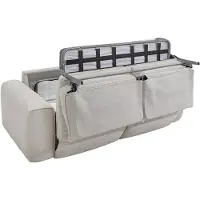 Vente-unique Driezitsslaapbank express in getextureerde beige stof - Slaapoppervlak 140 cm Matras 13 cm POGLO