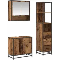 vidaXL Badkamermeubel Set 3 st Oud Hout 35 x 37,5 x 166 cm