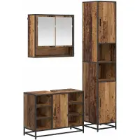 vidaXL Badkamermeubel Set met plank 3 pcs Oud Hout Bewerkt hout