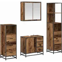 vidaXL Badkamermeubel Set met lade 4 pcs Oud Hout Bewerkt hout