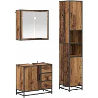 vidaXL Badkamermeubel Set 3 st Oud Hout Bewerkt hout