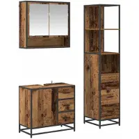 vidaXL Badkamermeubel Set 3 st Oud Hout Bewerkt hout