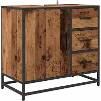 vidaXL Badkamerkast Oud Hout 65 x 33 x 60 cm Bewerkt hout