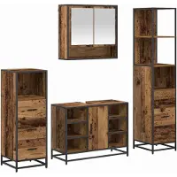 vidaXL Badkamermeubel Set 4 st Oud Hout 80 x 33 x 60 cm Bewerkt hout