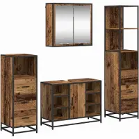 vidaXL Badkamermeubel Set 4 st Oud Hout 80 x 33 x 60 cm Bewerkt hout