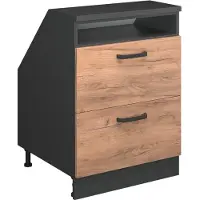 Vicco Keukenkast voor schuine wand R-Line Krachtige eik goud 60 cm met 2 laden, kastromp 60 cm diepte, Model 60345