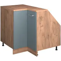 Vicco R-Line Hoekkeukenkast voor schuine wand – 75.6 cm met 1 deur, kastromp 60 cm diepte Blauw-grijs