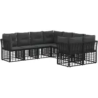 vidaXL Tuinset met 8 zitplaatsen, zwart en donkergrijs, polyester
