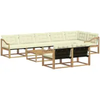 vidaXL Buiten bank set 9 st Wit en crèmekleurig