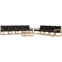 vidaXL Buiten bank set 9 st Wit en zwart