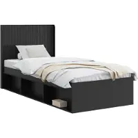 vidaXL Bedframe met opbergruimte en hoofdbord Zwart 90 x 190 cm