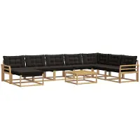 vidaXL Buiten bank set 9 st Wit en zwart Massief Acacia Hout