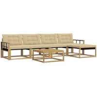 vidaXL Buiten bank set 6 st Wit en Beige