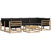 vidaXL Buiten bank set 7 st Wit en zwart