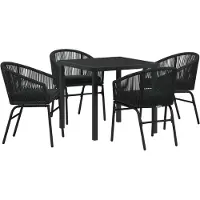 vidaXL Tuin Eettafel Set 5 st Zwart Gepoedercoat staal