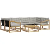 vidaXL Buiten bank set 7 st Wit en Lichtgrijs