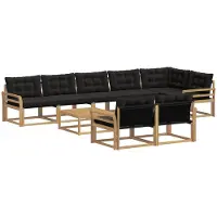vidaXL Buiten bank set 9 st Wit en zwart