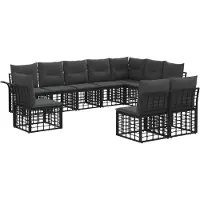 vidaXL Buiten bank set 10 st Zwart en Donker Grijs Polyester