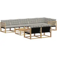 vidaXL Buiten bank set 9 st Wit en Lichtgrijs