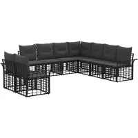 vidaXL Buiten bank set 9 st Zwart en Donker Grijs Polyester