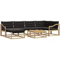 vidaXL Buiten bank set 7 st Wit en zwart Massief Acacia Hout