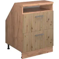 Vicco R-Line Keukenkast voor schuine wand – 60 cm met 2 laden, kastromp 60 cm diepte Artisanaal eiken