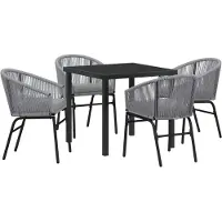 vidaXL Tuin Eettafel Set 5 st Antraciet Gepoedercoat staal