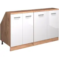 Vicco R-Line Keukenkast voor schuine wand – 140 cm Set van 2 kastrompen 60 cm diepte Wit Hoogglans