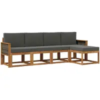 vidaXL Buiten bank set 5 st Natuurlijk en Antraciet Polyester