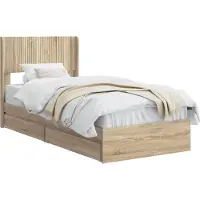 vidaXL Bedframe met opbergruimte en hoofdbord Sonoma Eiken