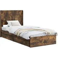 vidaXL Bedframe met opbergruimte en hoofdbord Gerookt eiken