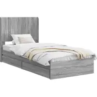 vidaXL Bedframe met opbergruimte en hoofdbord Grijs Sonoma 90 x 200 cm