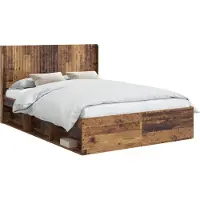vidaXL Bedframe met opbergruimte en hoofdbord Oud hout 120 x 200 cm