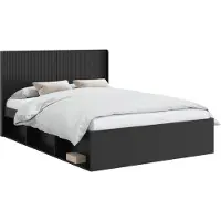 vidaXL Bedframe met opbergruimte en hoofdbord Zwart 140 x 200 cm