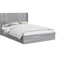 vidaXL Bedframe met opbergruimte en hoofdbord Grijs Sonoma
