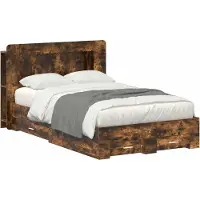 vidaXL Bedombouw met opslag Gerookt eiken 120 x 190 cm Bewerkt hout