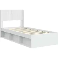 vidaXL Bedframe met opbergruimte en hoofdbord Wit 90 x 200 cm