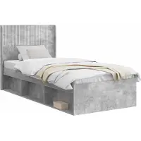 vidaXL Bedframe met opbergruimte en hoofdbord Betongrijs 100 x 200 cm