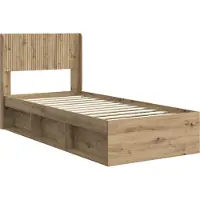 vidaXL Bedframe met opbergruimte en hoofdbord Artisanaal eiken