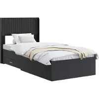vidaXL Bedframe met opbergruimte en hoofdbord Zwart 75 x 190 cm