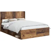 vidaXL Bedframe met opbergruimte en hoofdbord Oud hout 150 x 200 cm