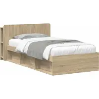 vidaXL Bedombouw met opslag Sonoma Eiken 90 x 190 cm Bewerkt hout