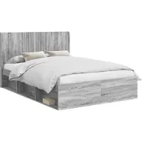 vidaXL Bedframe met opbergruimte en hoofdbord Grijs Sonoma
