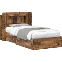 vidaXL Bedombouw met opslag Oud hout 90 x 190 cm Bewerkt hout