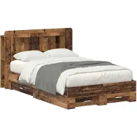 vidaXL Bedombouw met opslag Oud hout 120 x 190 cm Bewerkt hout