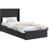 vidaXL Bedframe met opbergruimte en hoofdbord Zwart 75 x 190 cm