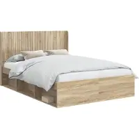 vidaXL Bedframe met opbergruimte en hoofdbord 2 st Bewerkt hout