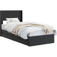 vidaXL - Bedframe - met - opbergruimte - en - hoofdbord - Zwart - 90 - x - 190 - cm