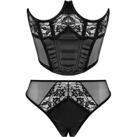 Christine le Duc - Half Korset & String Tiara - L - Zwart