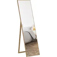 HOMCOM HOMdotCOM passpiegel met standaard, vrijstaand, 40 cm x 35 cm x 147 cm, naturel